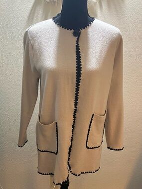Sioni Cream Cardigan with Black Trim